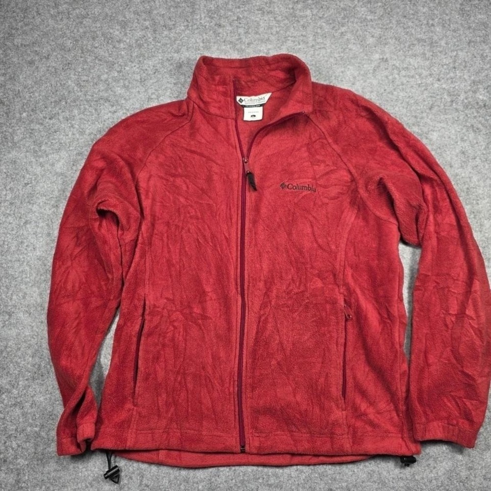 Columbia Fleece Women Large Red Full‎ Zip Jacket Sportswear Warm Layering